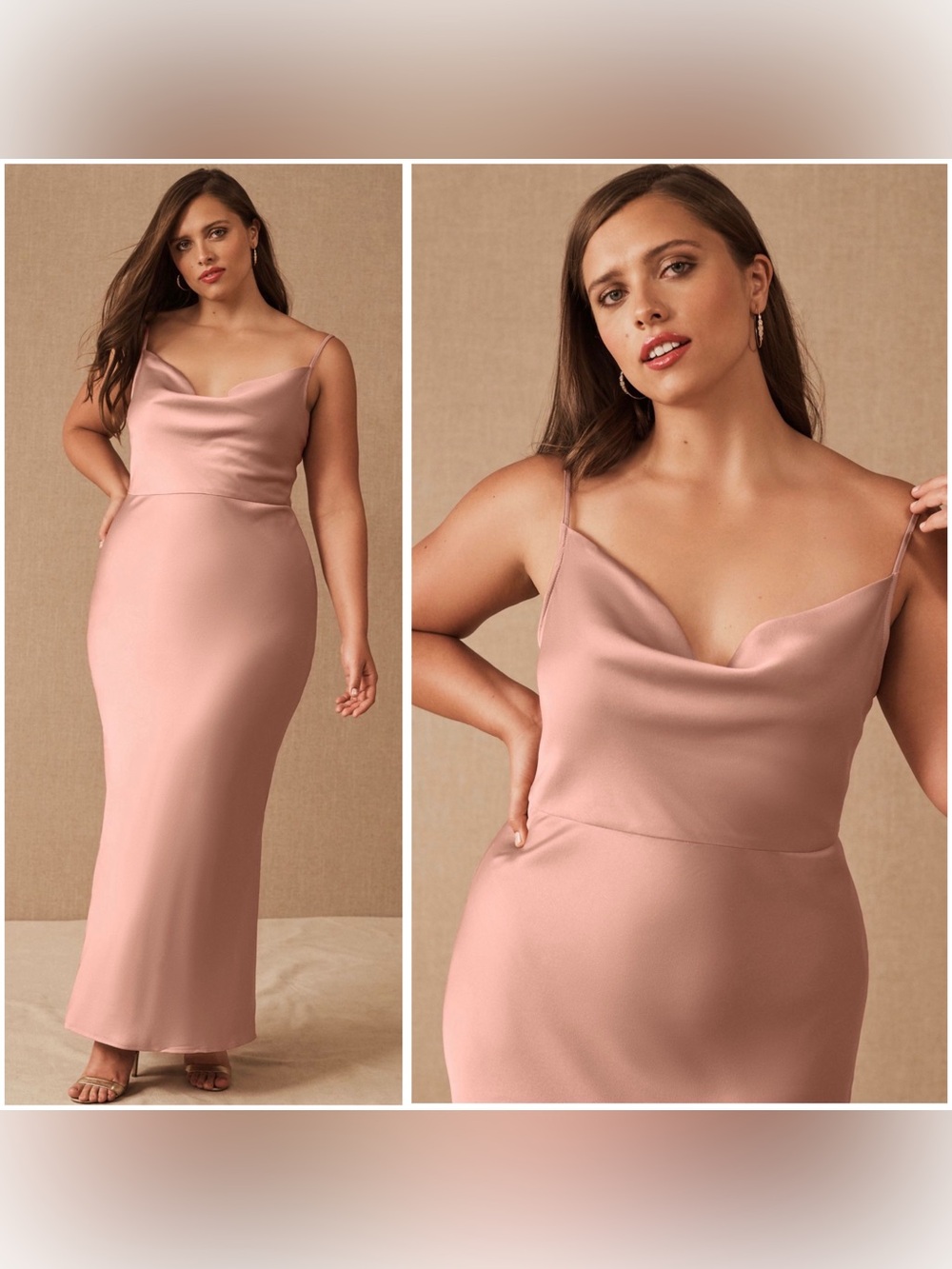 BHLDN Feminine Elegant Timeless Wedding Party Cali Satin Maxi Slip Dress Sz 16